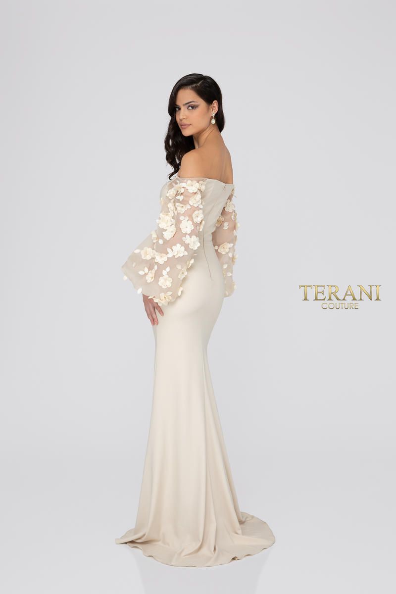 Style 1911E9128 Terani Couture Nude Size 8 Floor Length Pageant Straight Dress on Queenly