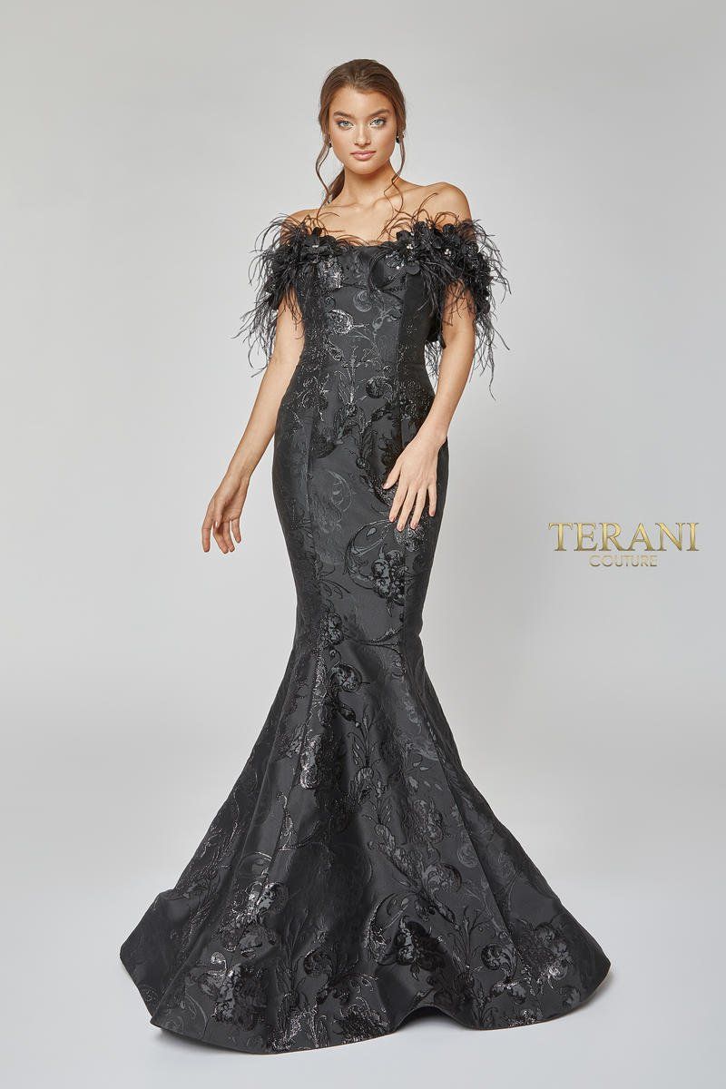Style 1921E0136 Terani Couture Black Size 6 Floor Length Pageant Mermaid Dress on Queenly