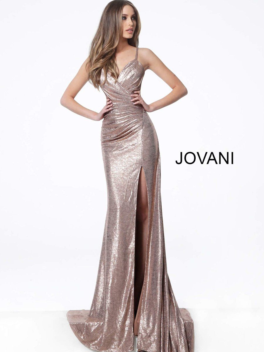 Style 67798 Jovani Gold Size 0 Bridesmaid Pageant Side slit Dress on ...