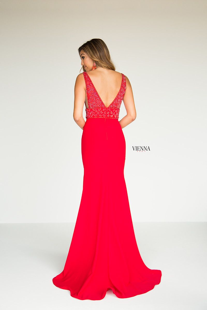 Style 8425 Vienna Size 2 Prom Red Side Slit Dress on Queenly