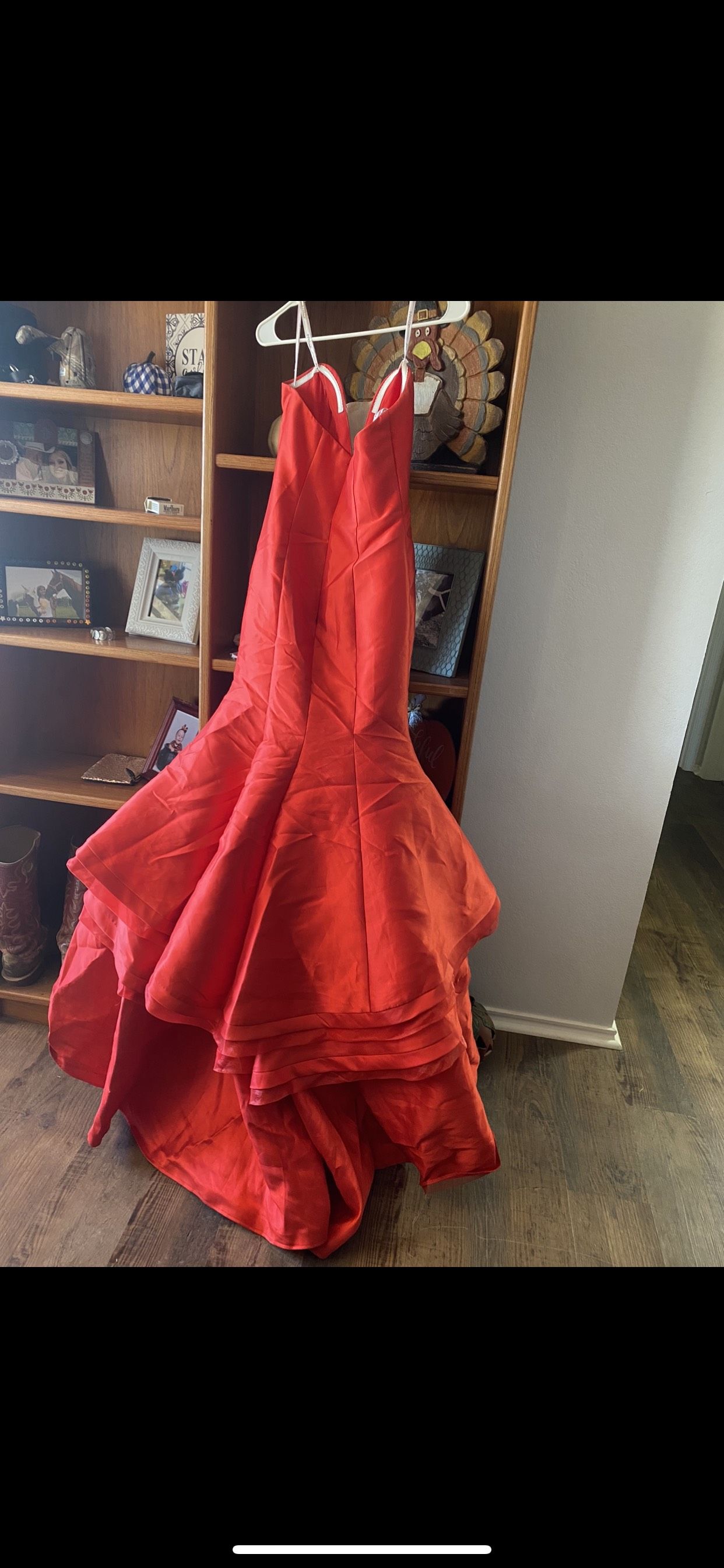 Jovani Red Size 0 Sheer Mermaid Dress on Queenly