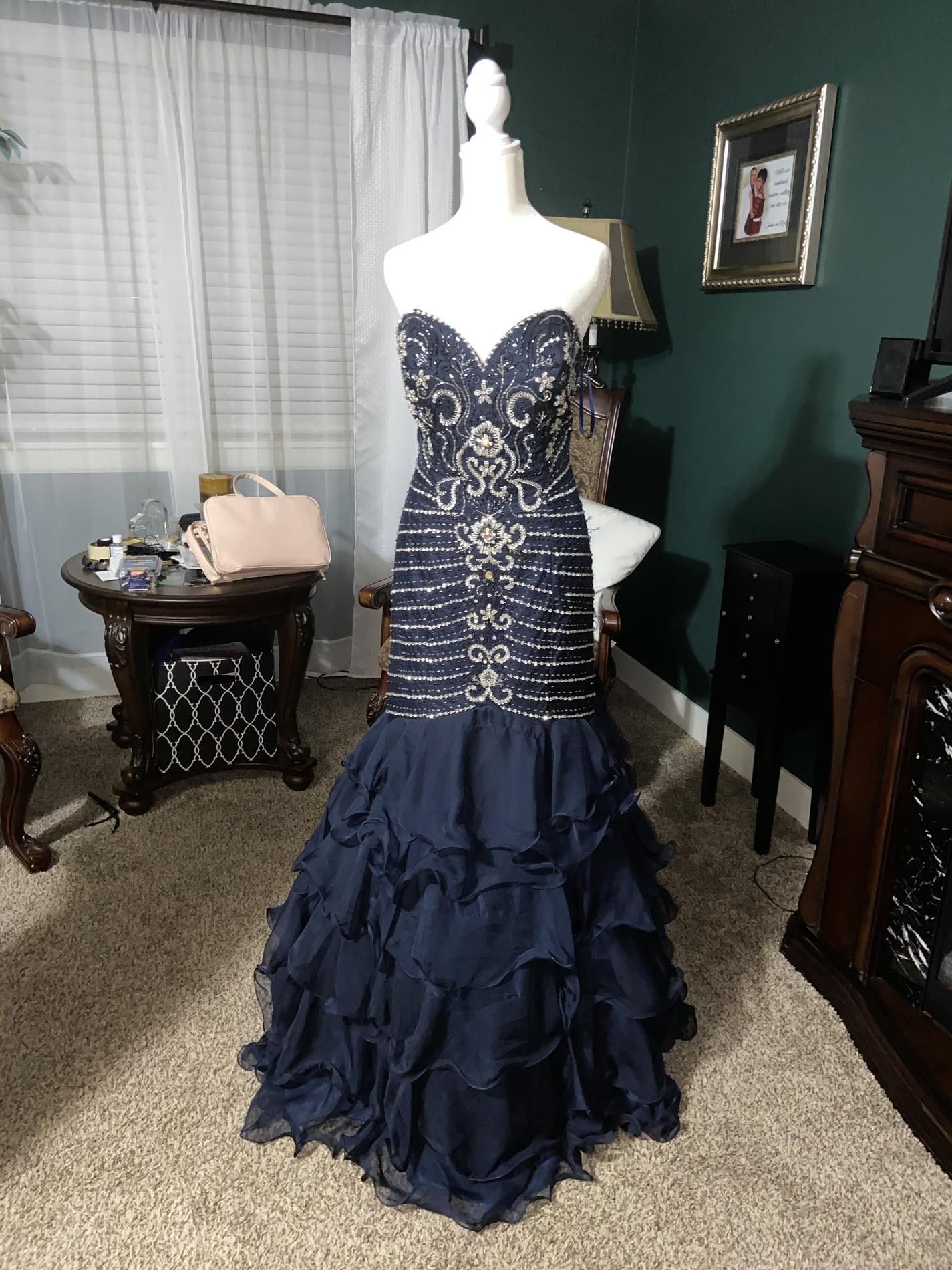 Camille La Vie Size 12 Navy Blue Mermaid Dress on Queenly