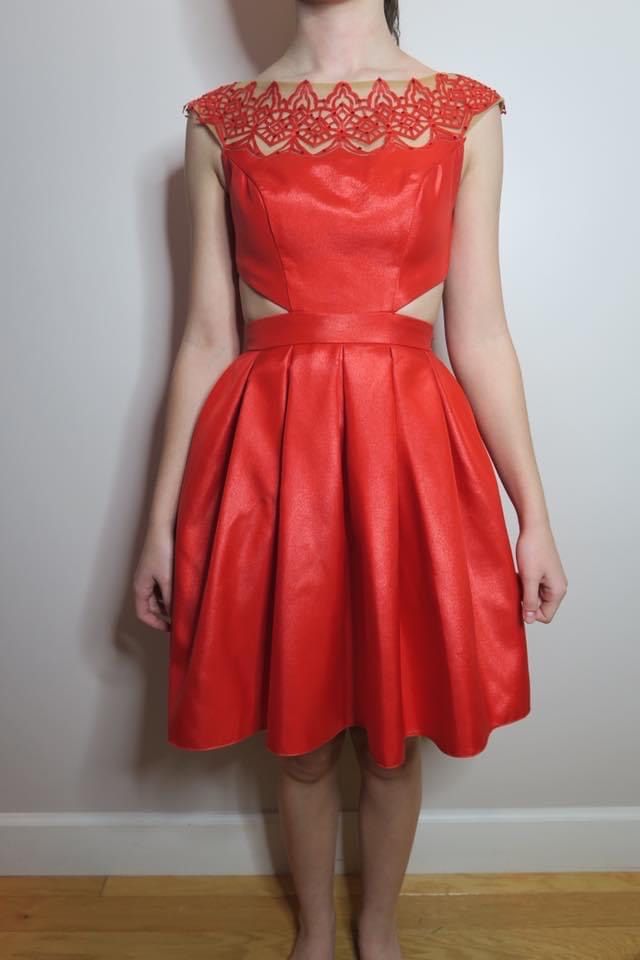 Sherri Hill Size 0 Homecoming Cap Sleeve Sheer Red Cocktail Dress on Queenly