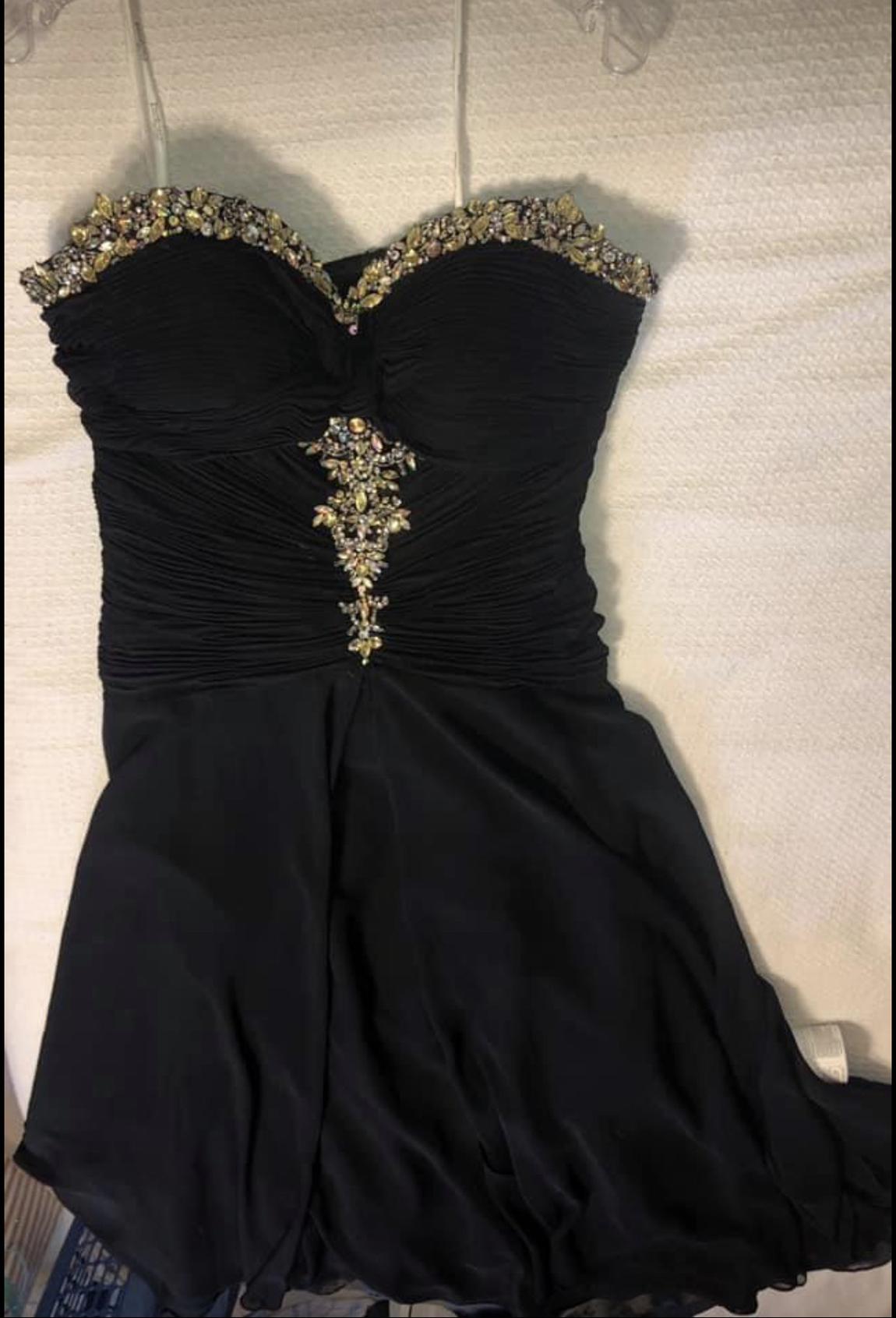 Tony Bowls Size 14 Prom Strapless Sequined Black A-line Dress on Queenly
