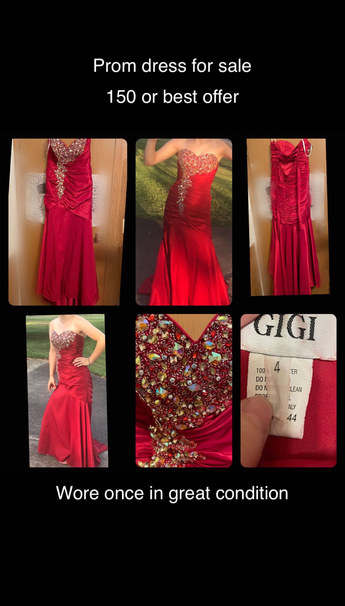 Gigi Size 4 Prom Strapless Lace Red Mermaid Dress on Queenly