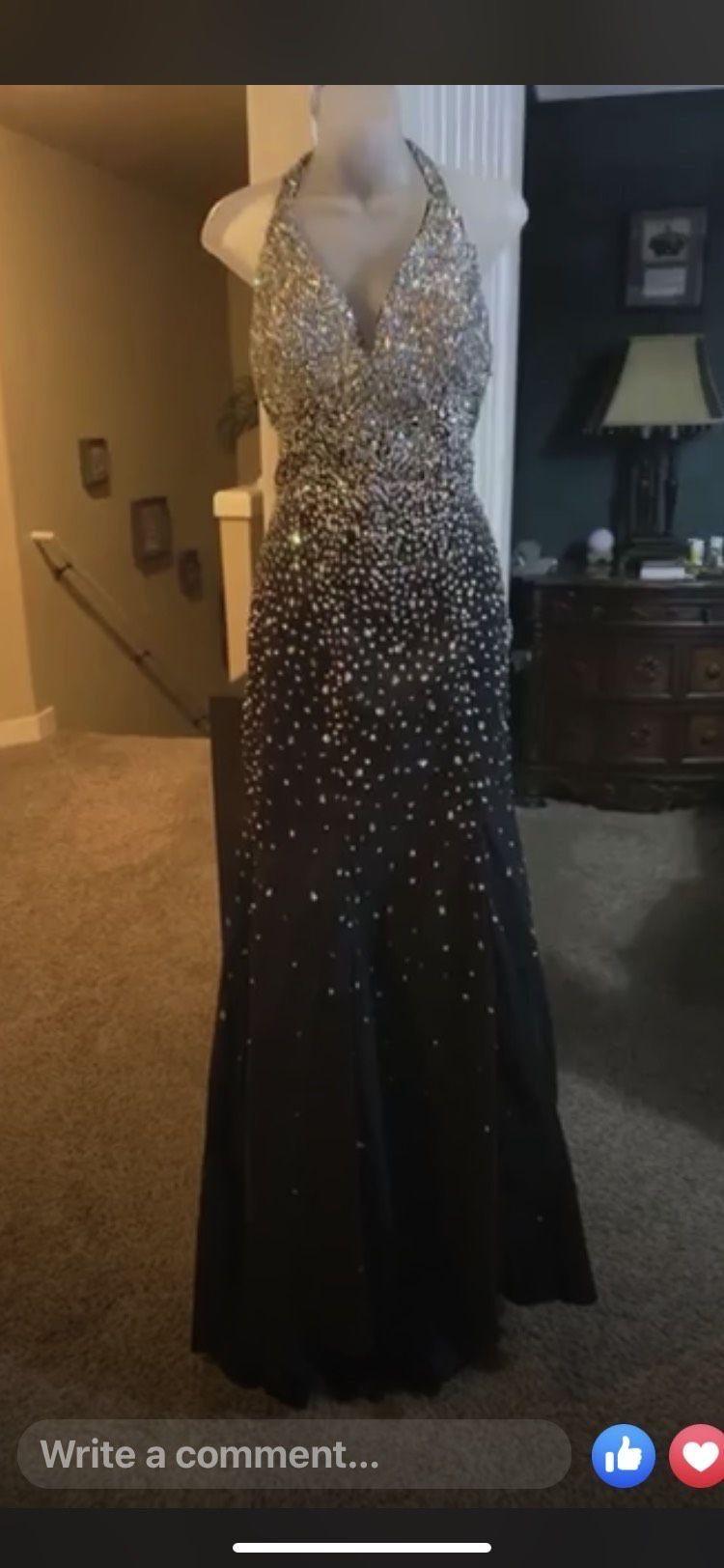 Size 12 Prom Sequined Black Mermaid Dress on Queenly