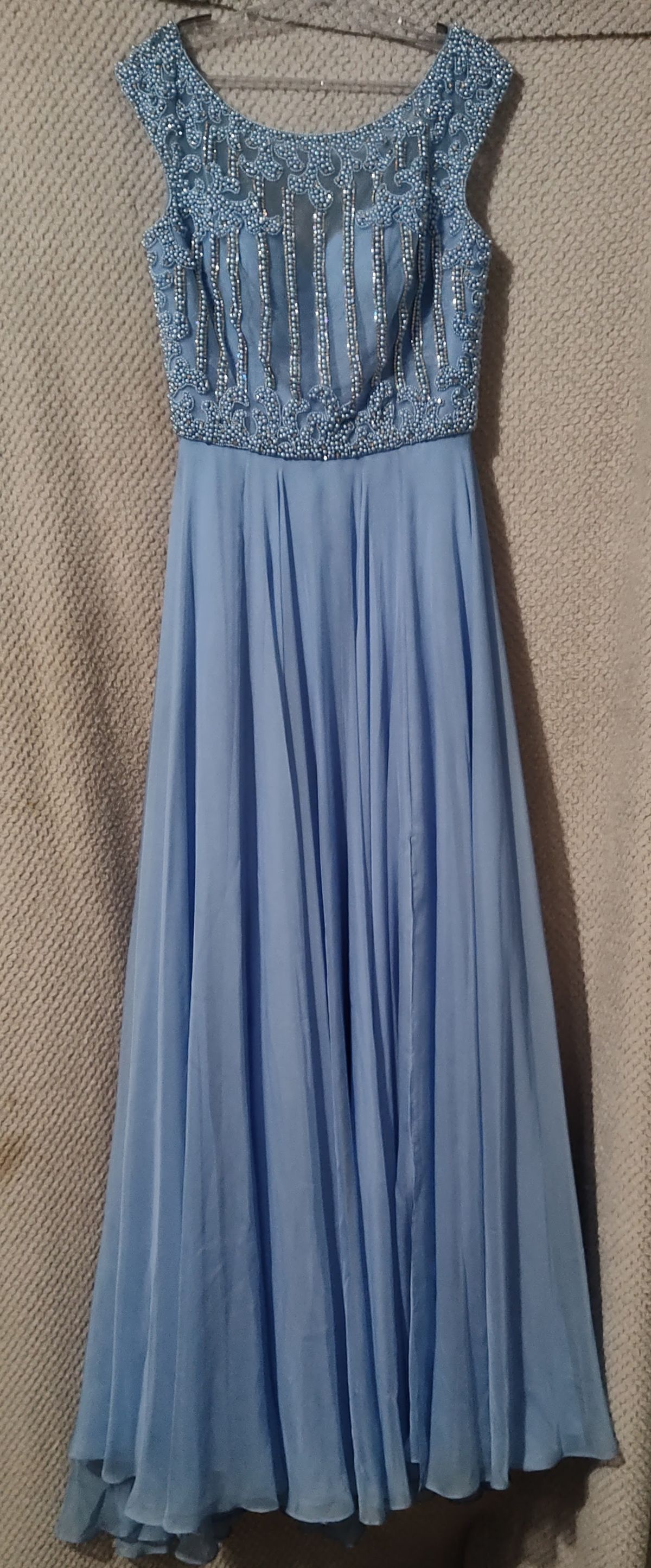 Sherri Hill Size 12 Prom Sequined Light Blue Floor Length Maxi on Queenly