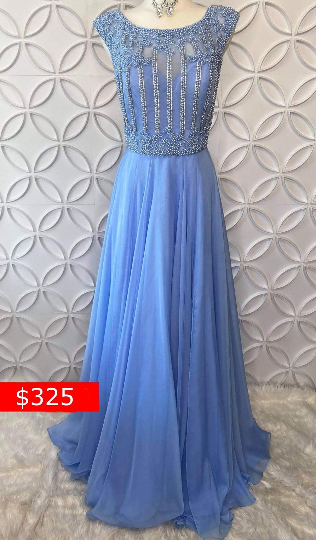 Sherri Hill Size 12 Prom Sequined Light Blue Floor Length Maxi on Queenly