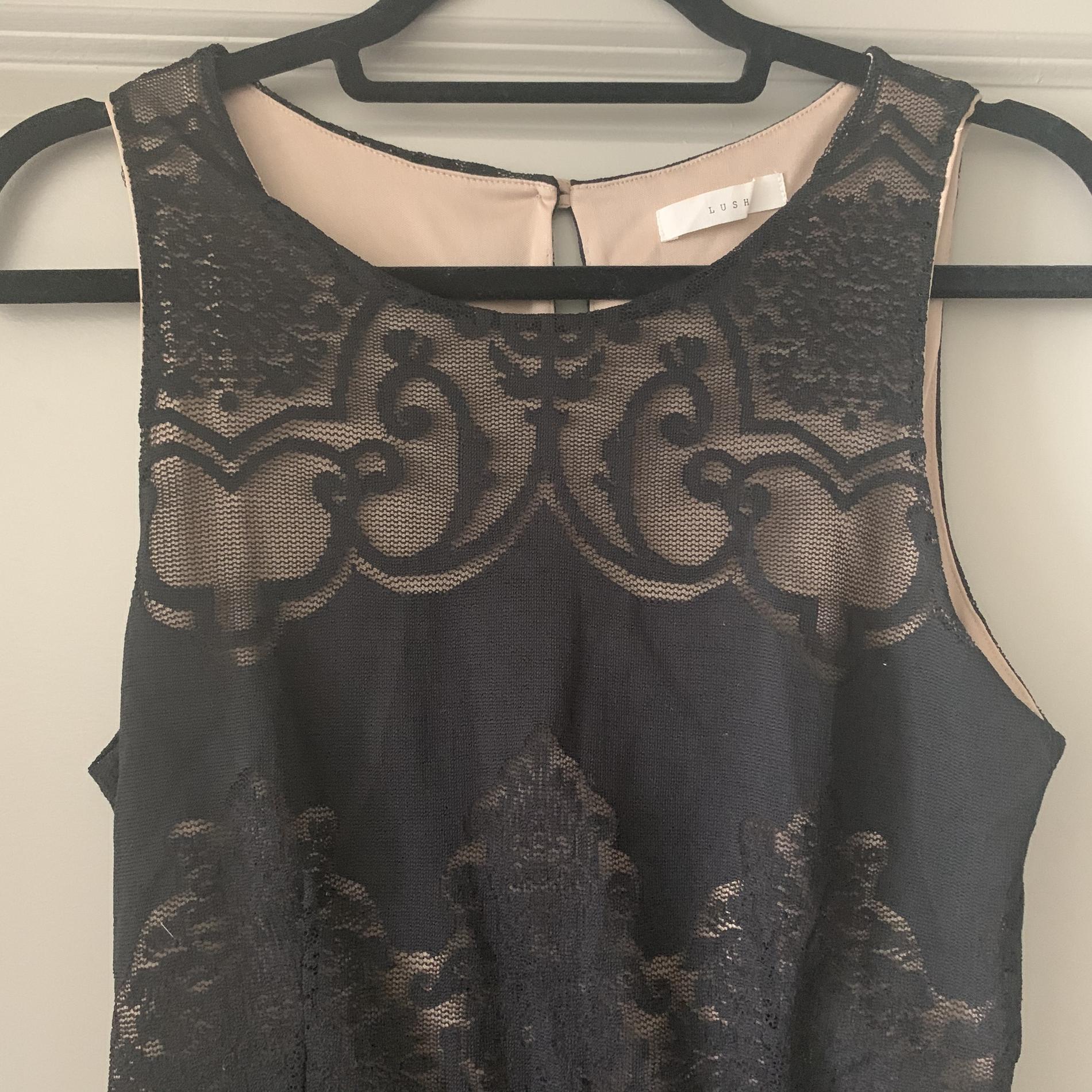 Lush Size 12 Lace Black Cocktail Dress on Queenly