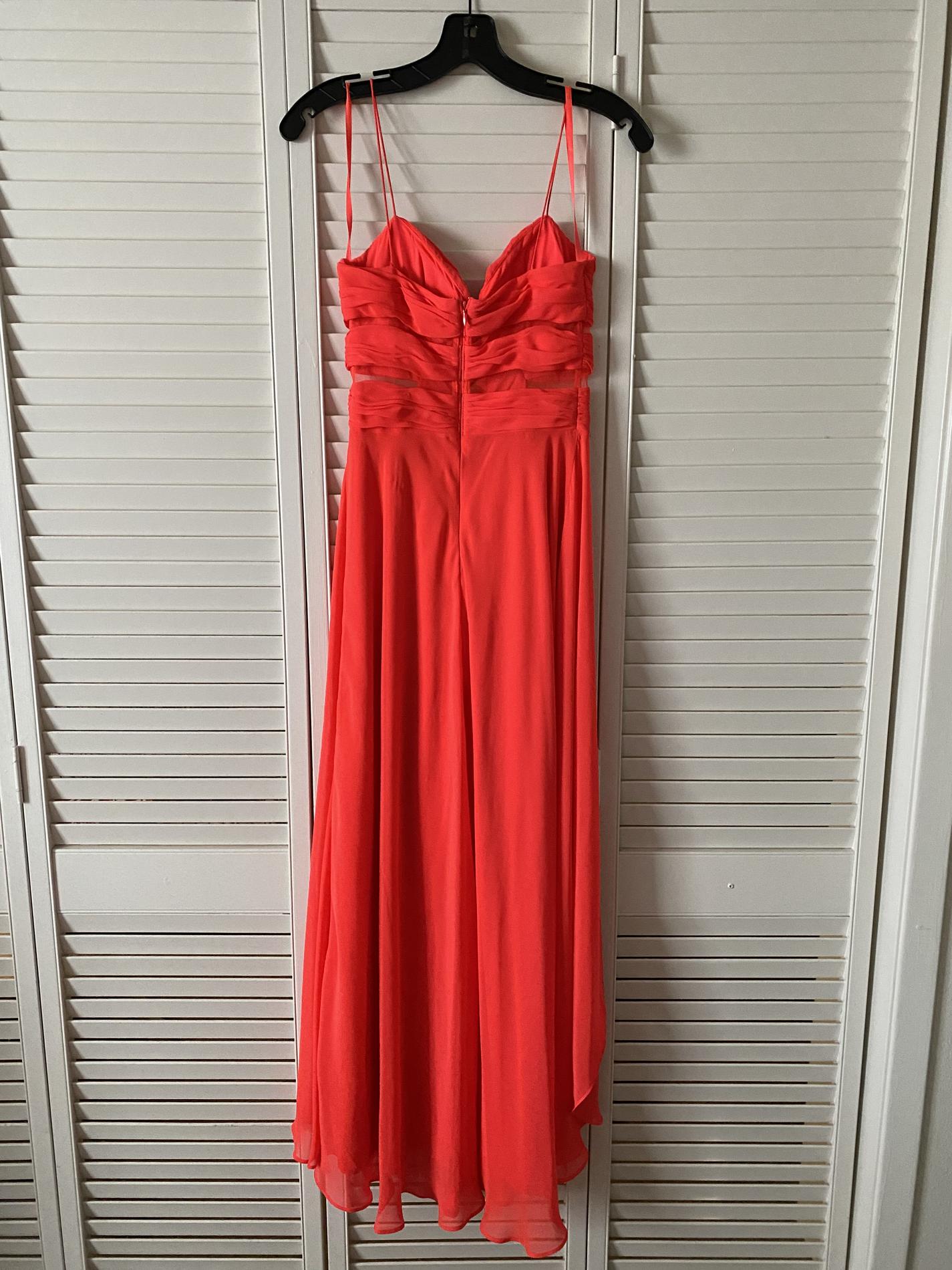 Size 2 Sheer Coral A-line Dress on Queenly