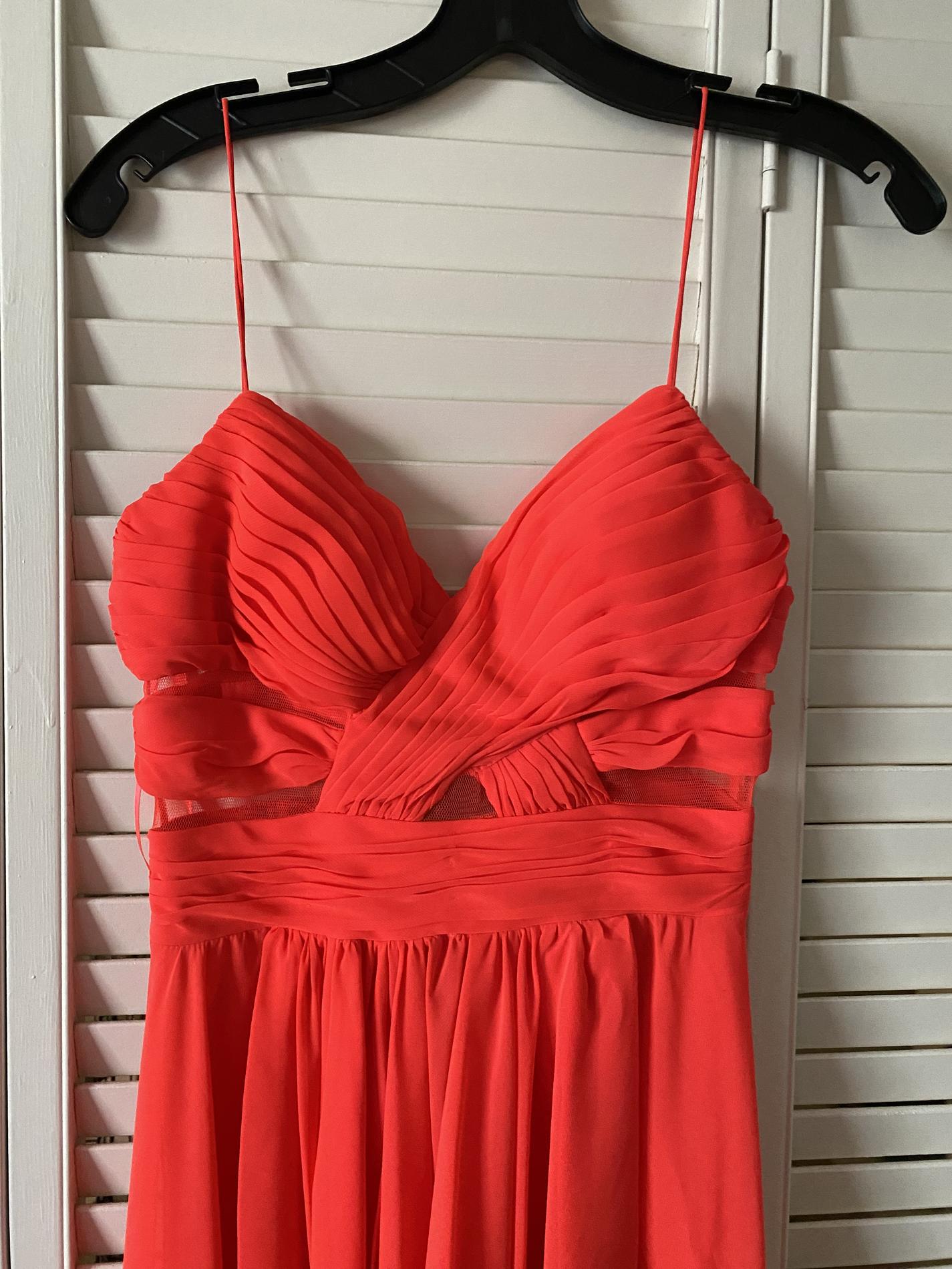 Size 2 Sheer Coral A-line Dress on Queenly