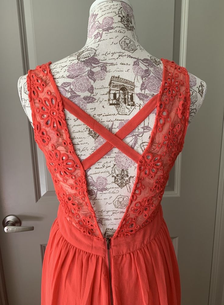 Charming Charlie Size 6 Lace Orange A-line Dress on Queenly