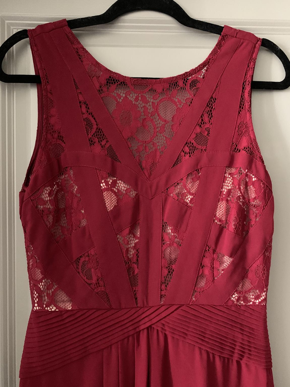 Minuet for Modcloth Size 6 High Neck Lace Red A-line Dress on Queenly