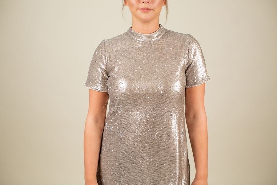 Forever 21 Size 6 Homecoming High Neck Silver Cocktail Dress on Queenly