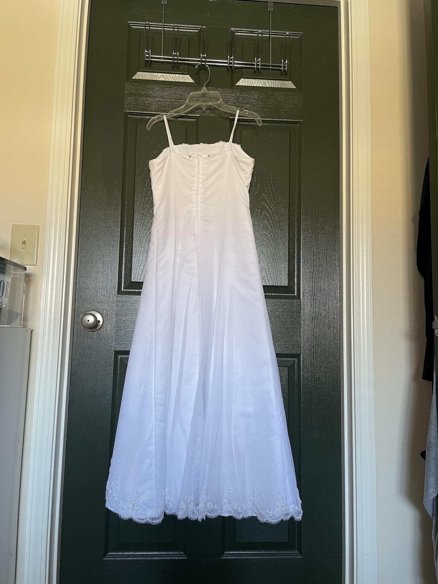 David's Bridal Girls Size 12 Lace White A-line Dress on Queenly