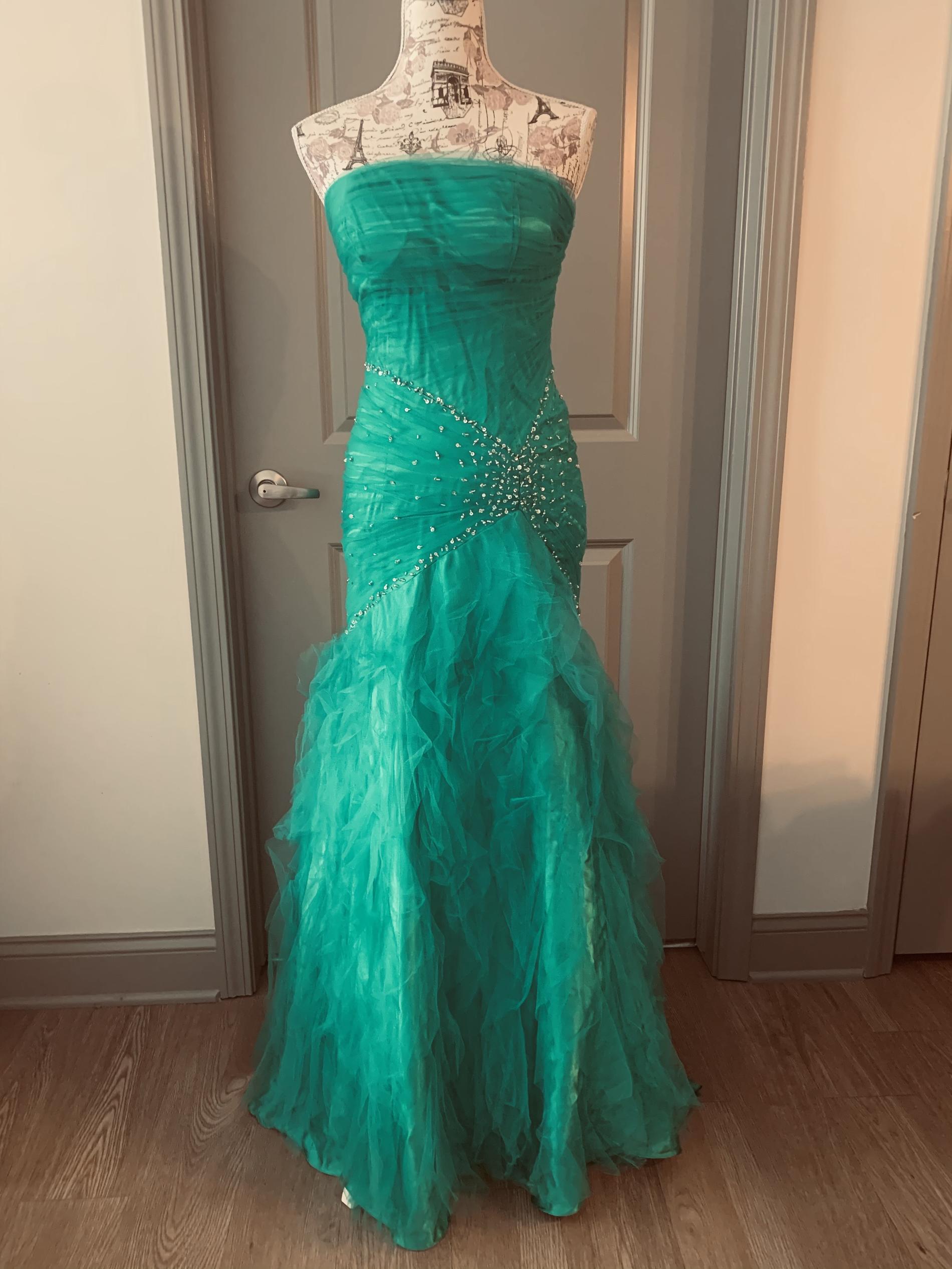 Cinderella Divine Size 4 Prom Strapless Sequined Green Mermaid Dress on Queenly