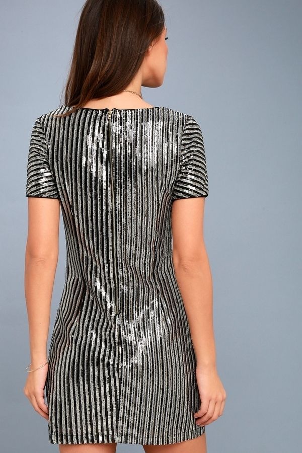 Lulus Size 8 High Neck Silver Cocktail Dress on Queenly