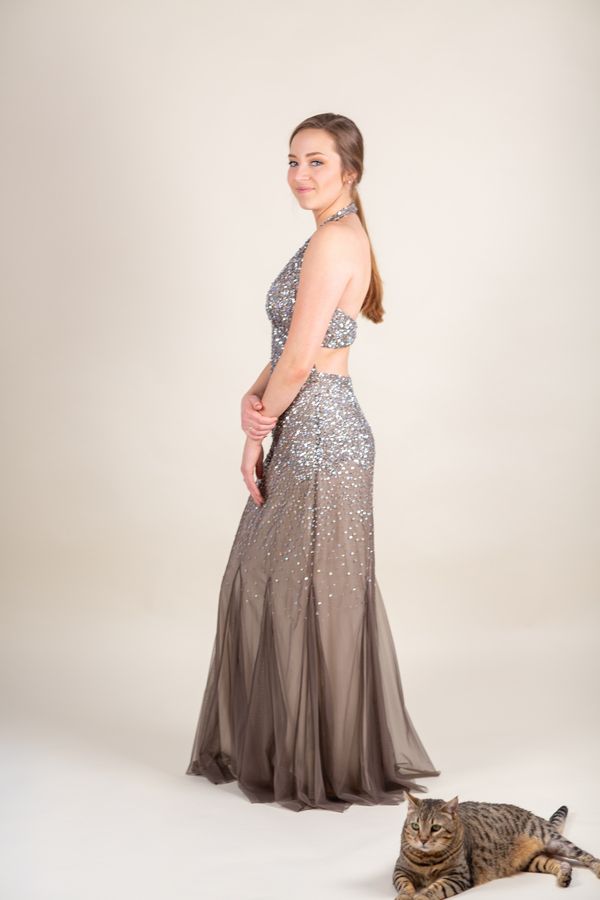 Nightway Size 6 Prom Halter Sequined Silver Mermaid Dress on Queenly