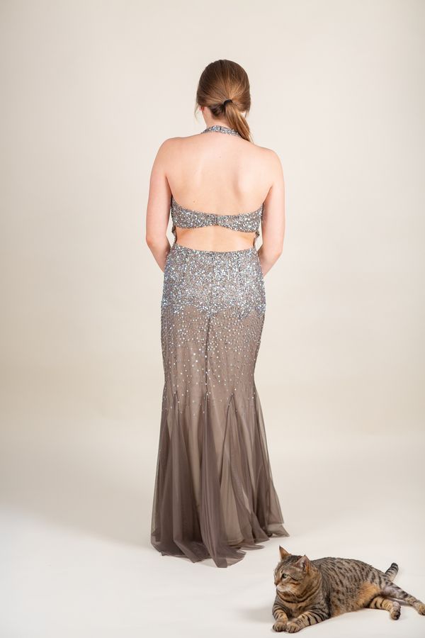 Nightway Size 6 Prom Halter Silver Mermaid Dress on Queenly