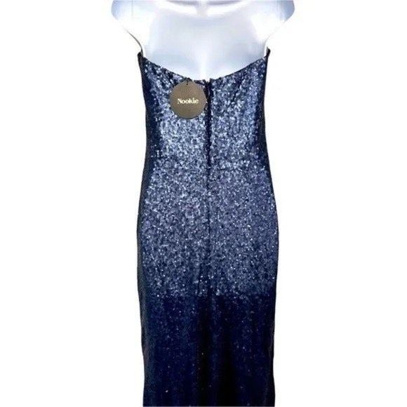 Nookie Size 8 Bridesmaid Strapless Navy Blue Side Slit Dress on Queenly