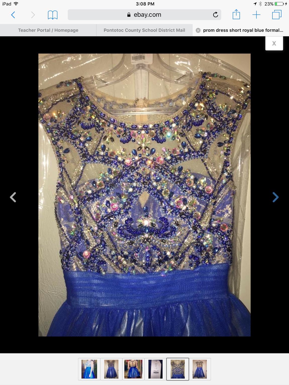 Splash Size 0 Prom Sheer Royal Blue A-line Dress on Queenly