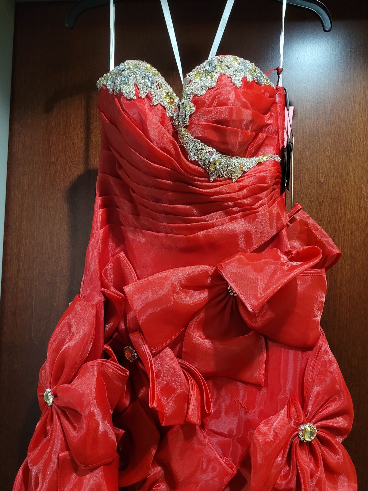 Style P154 Terani Couture Size 2 Red A-line Dress on Queenly