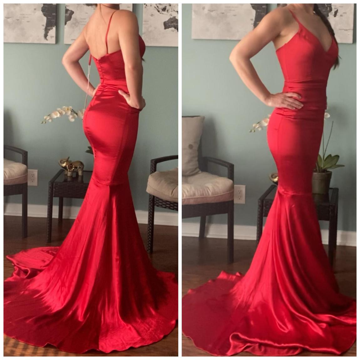 Portia and Scarlett Size 2 Prom Satin Red Mermaid Dress on Queenly