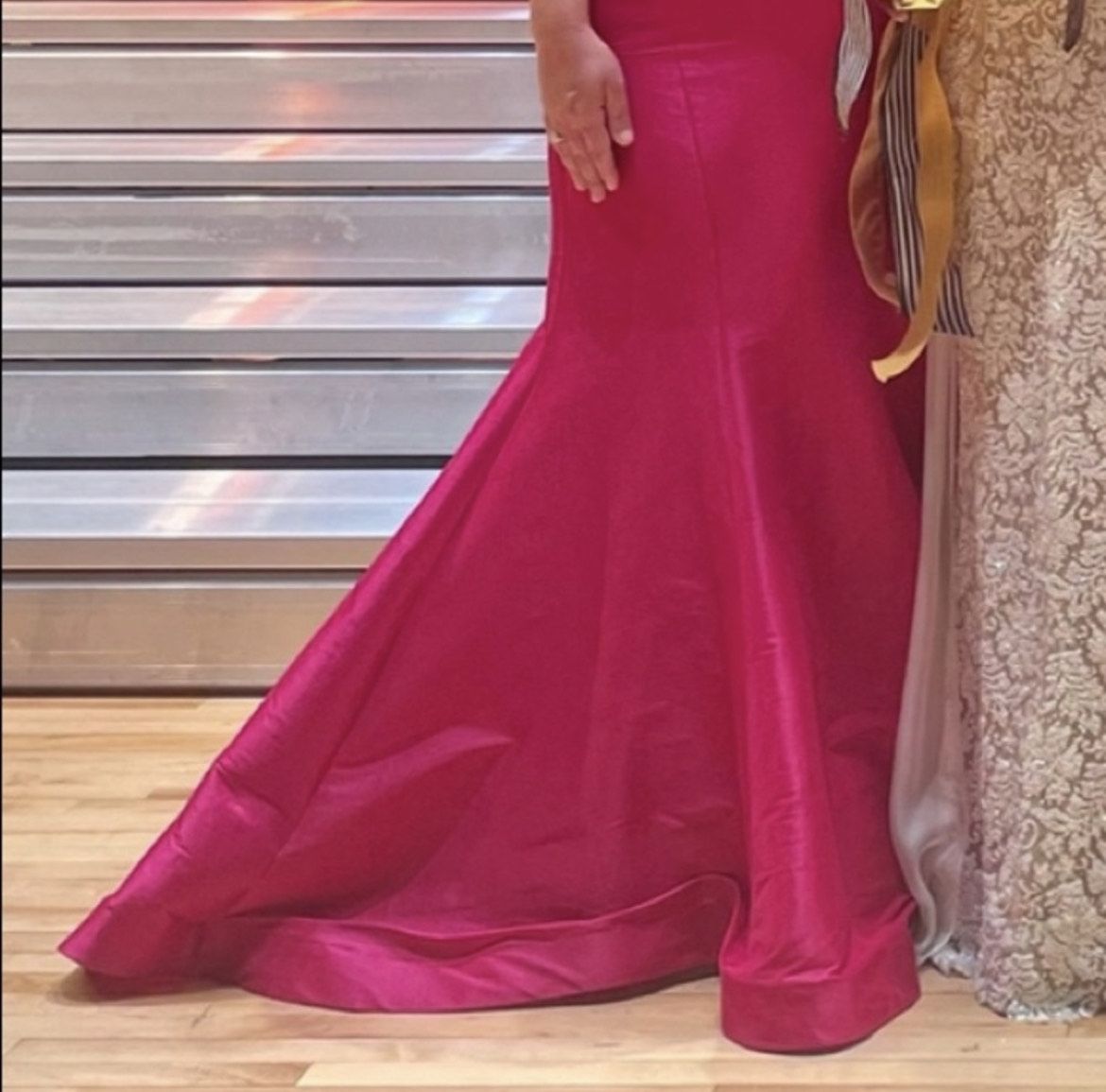 Mac Duggal Plus Size 16 Satin Pink Mermaid Dress on Queenly