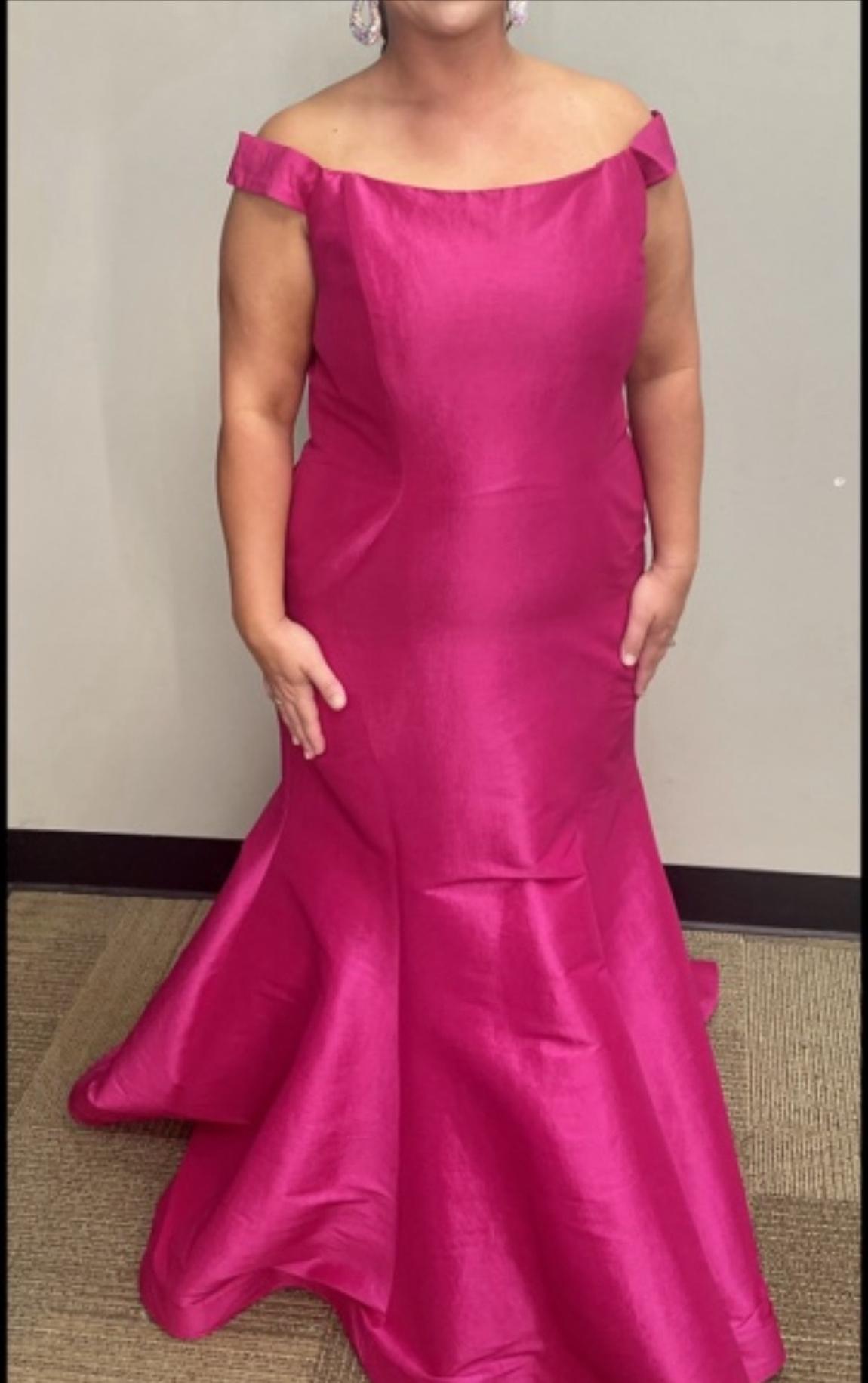 Mac Duggal Plus Size 16 Satin Pink Mermaid Dress on Queenly