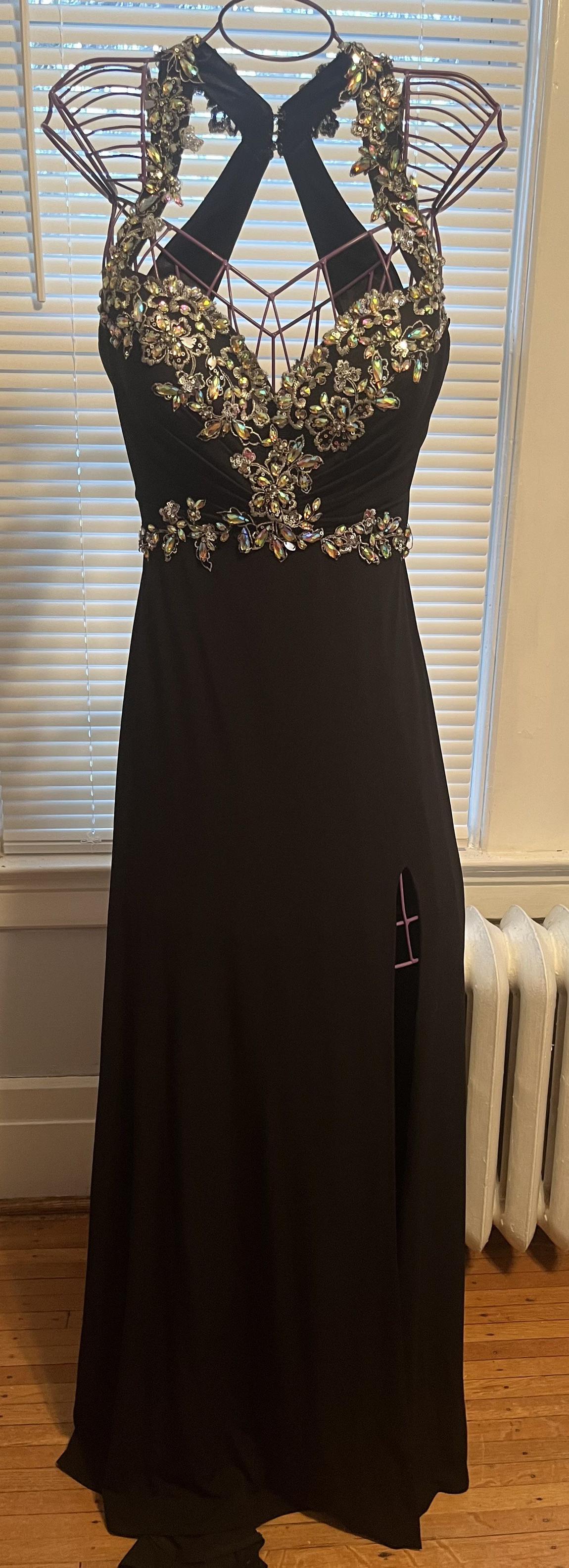 Tony Bowls Size 8 Prom Sequined Black Side Slit Dress on Queenly