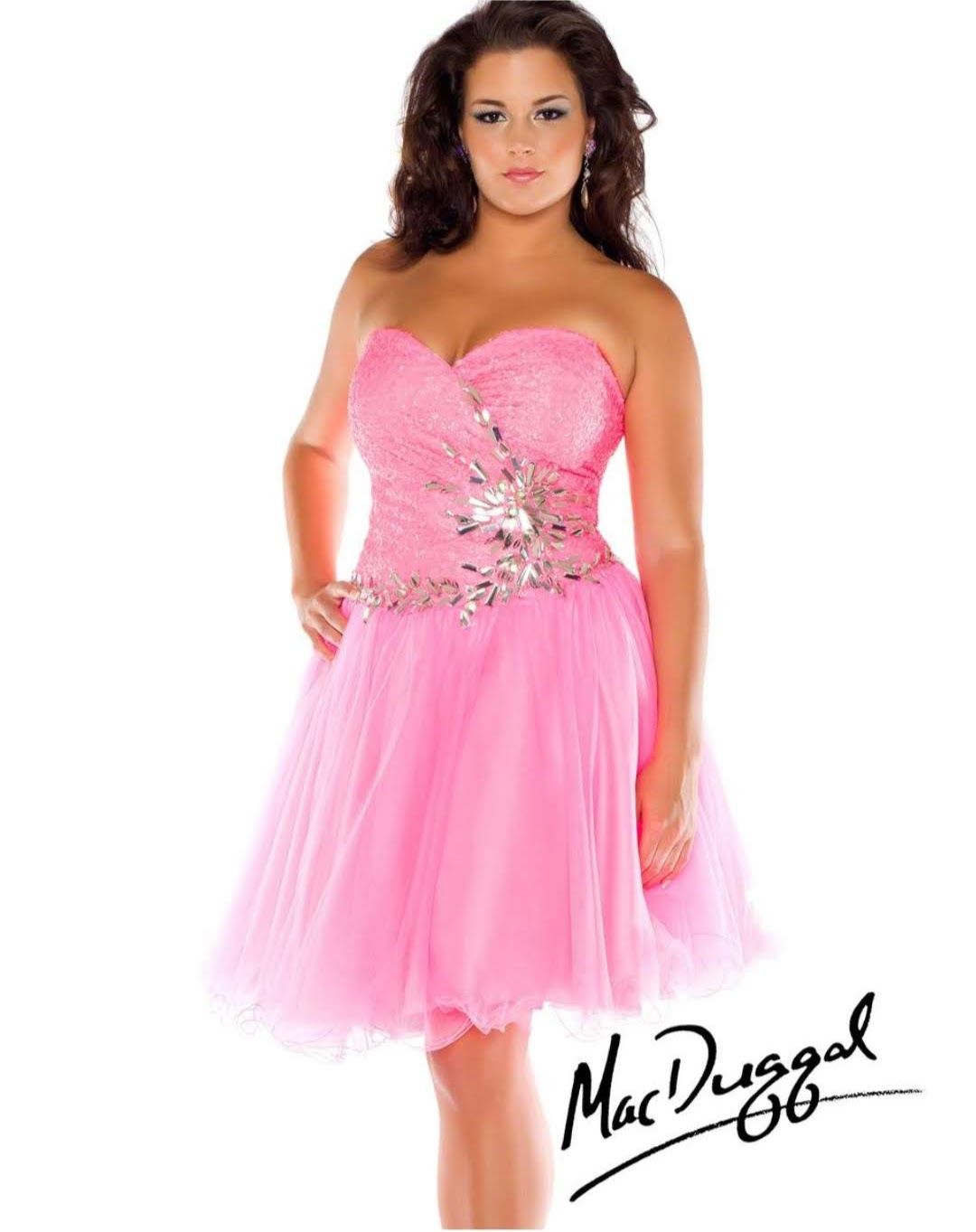 Style 76623F Mac Duggal Plus Size 18 Hot Pink Cocktail Dress on Queenly