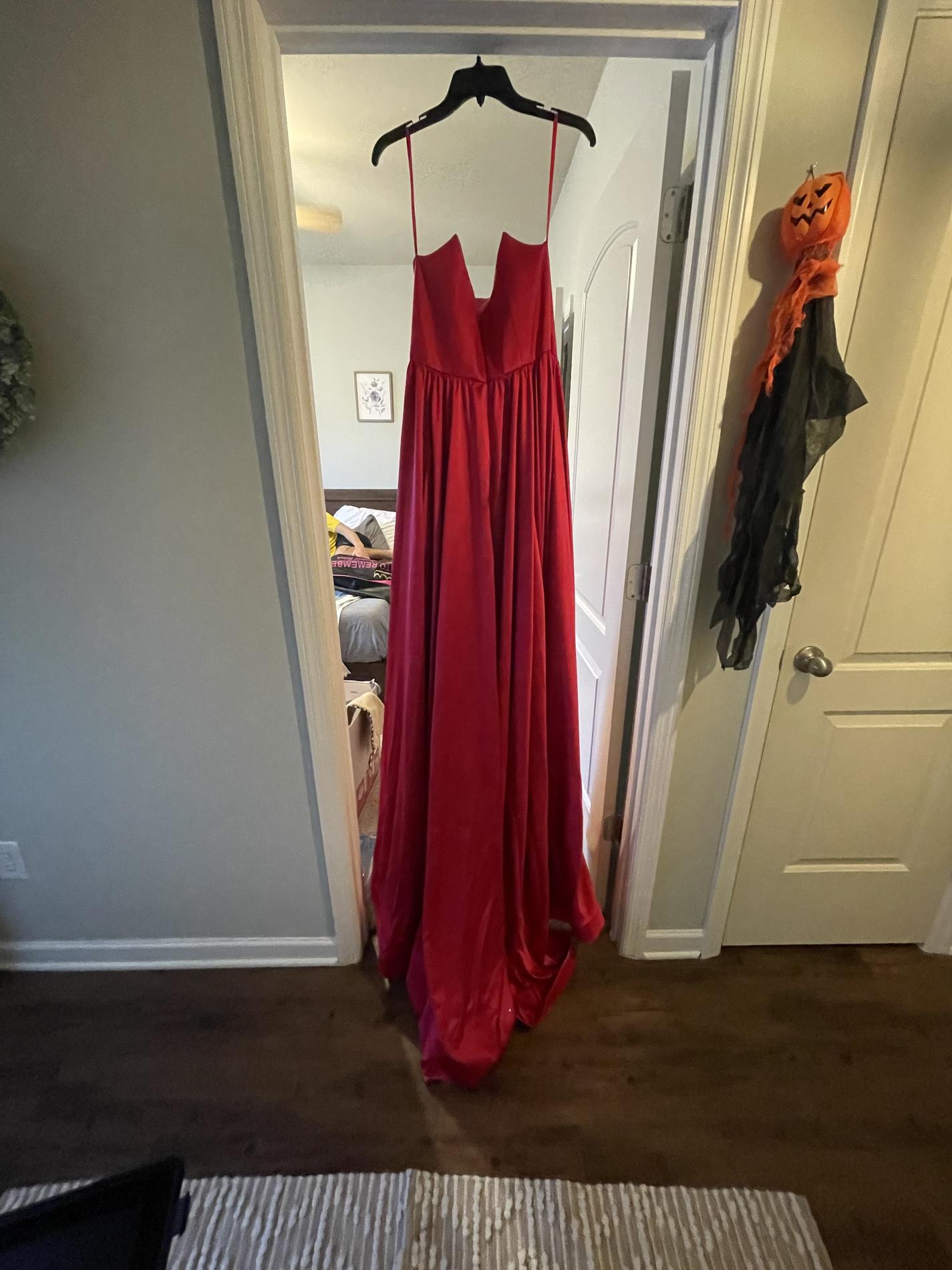 Jovani Size 10 Red A-line Dress on Queenly