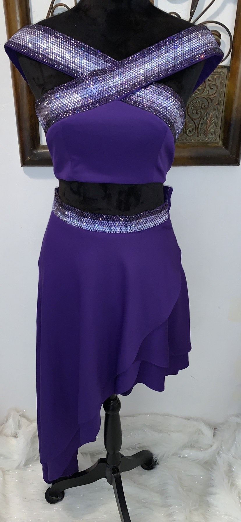 Custom Size 2 Homecoming Sequined Purple Side Slit Dress on Queenly