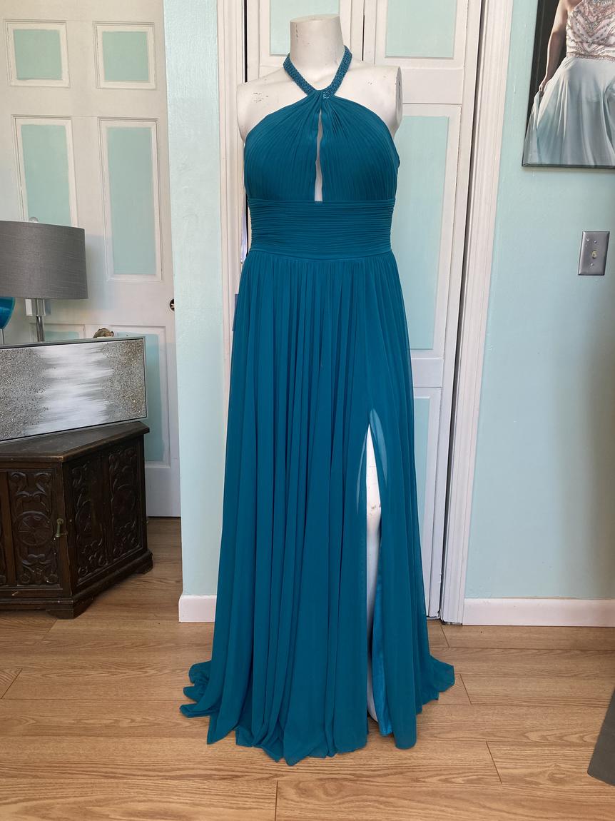 Sherri Hill Plus Size 16 Prom Sheer Green A-line Dress on Queenly