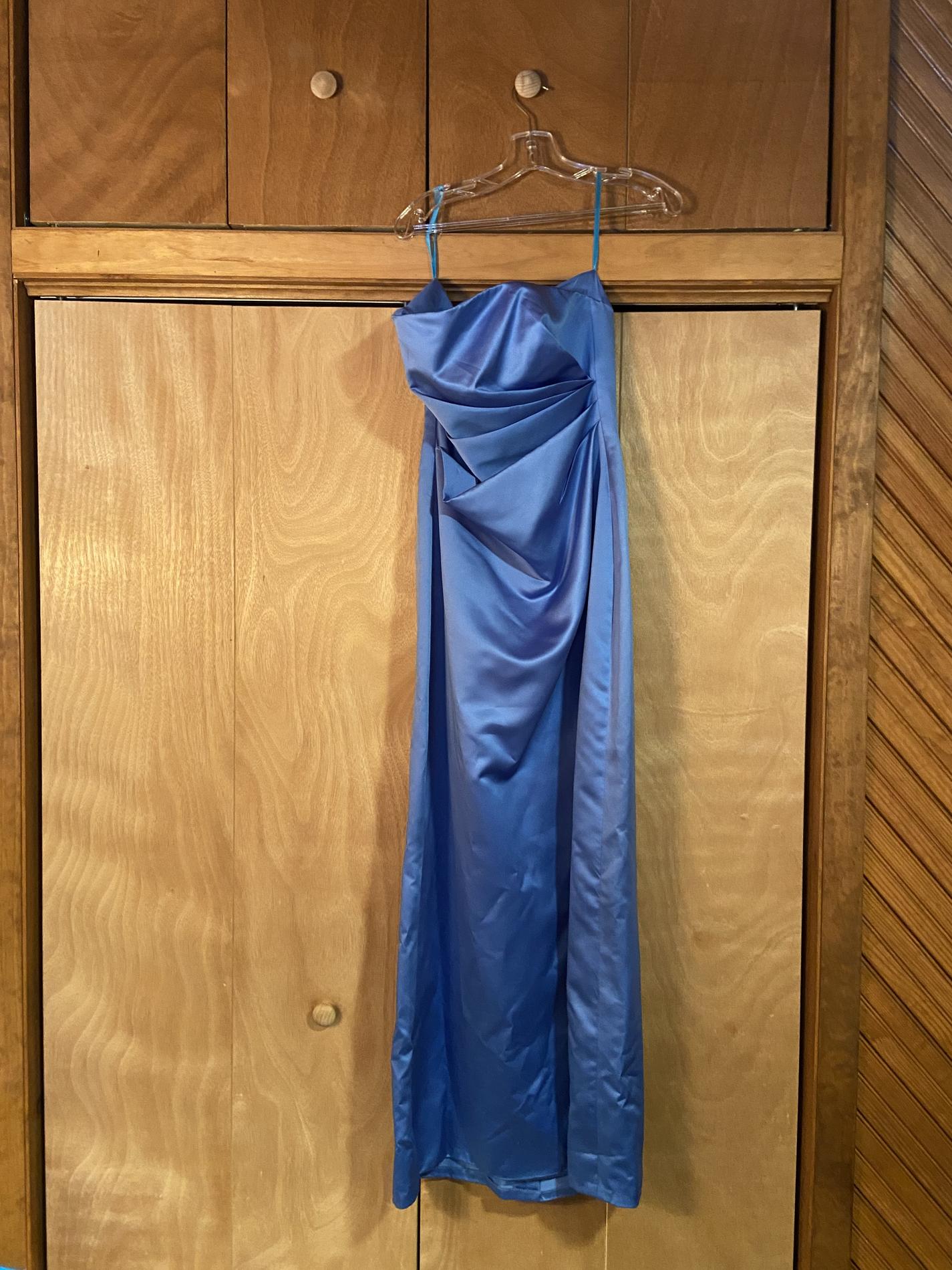 Impression Size 10 Strapless Satin Blue A-line Dress on Queenly