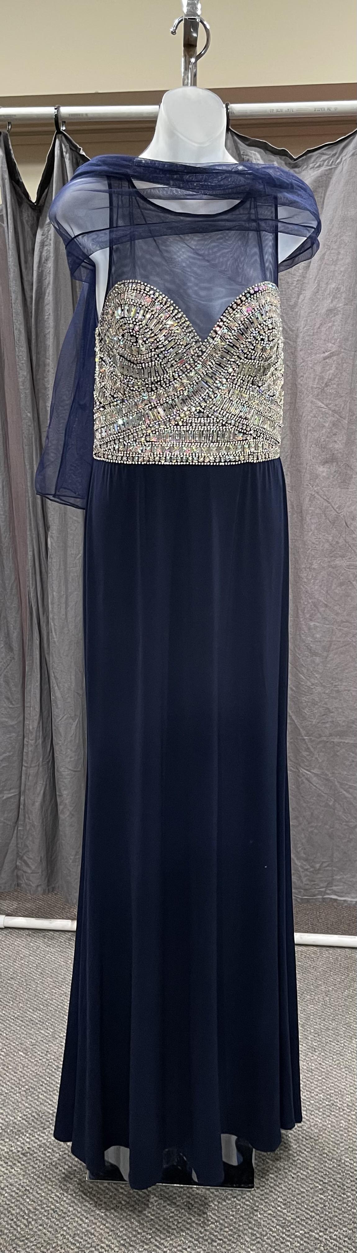 Serendipity Size 10 Sequined Navy Blue Floor Length Maxi on Queenly