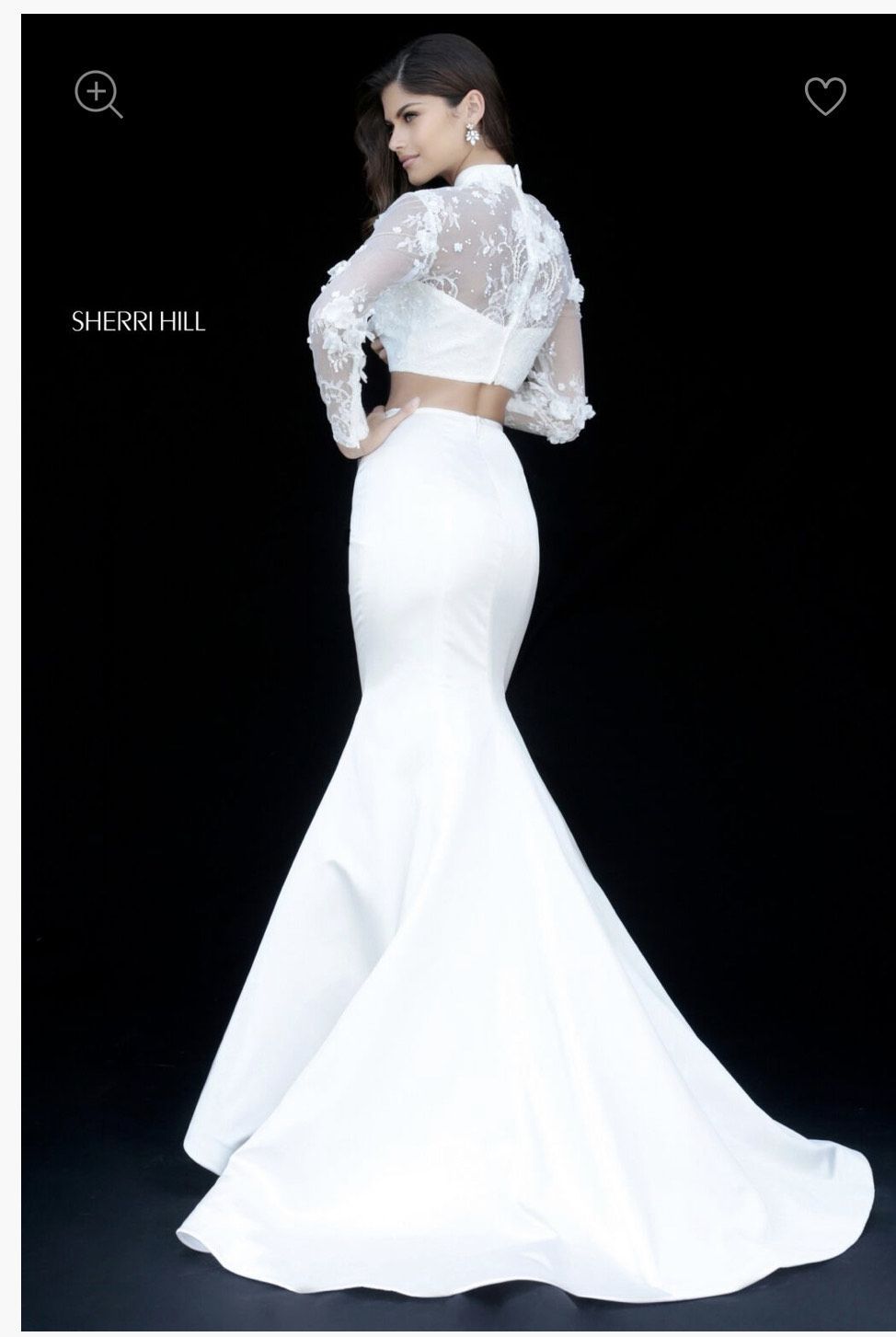 Sherri Hill Size 10 Prom Long Sleeve Sheer White Mermaid Dress on Queenly