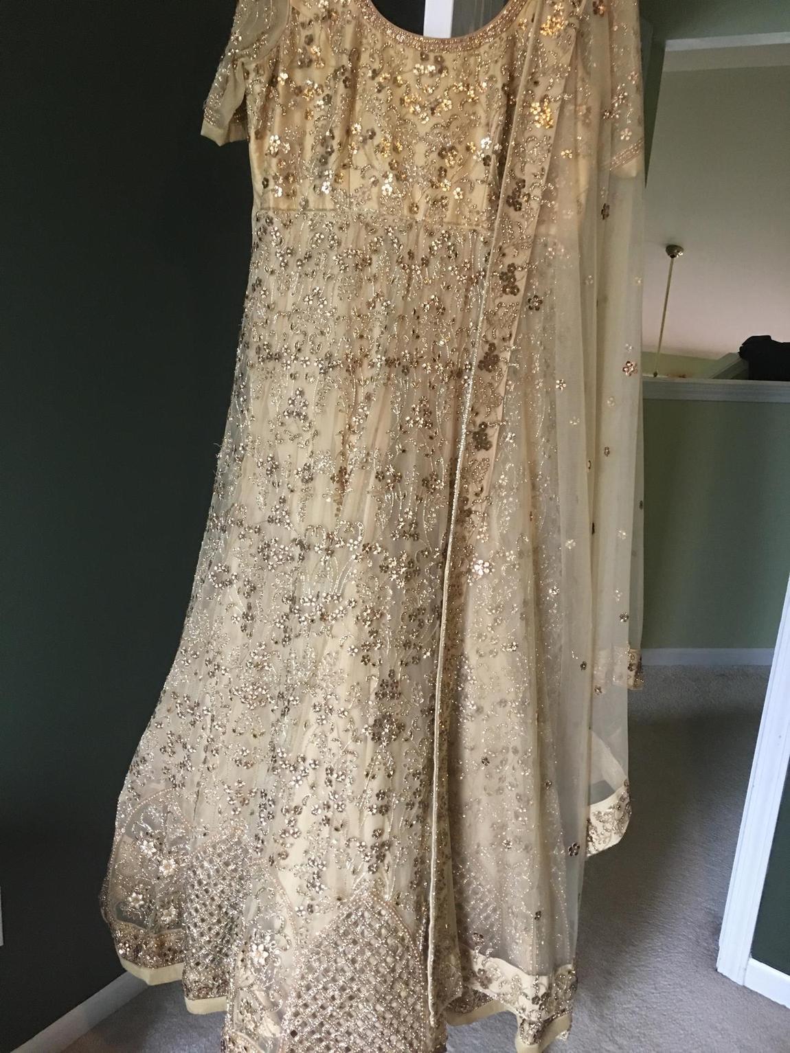 Size 12 Prom Gold Ball Gown on Queenly