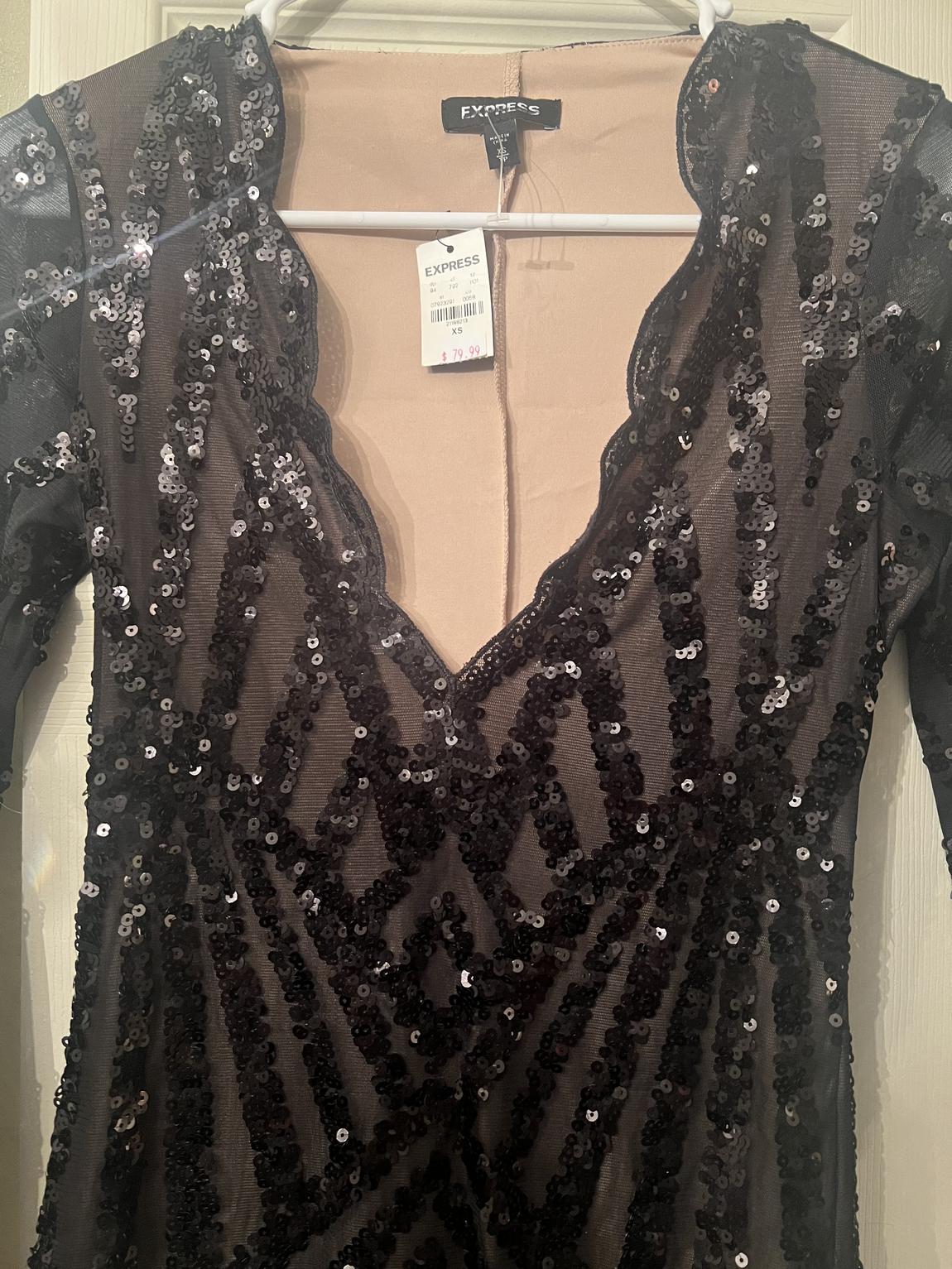 Express Size 2 Sequined Black Cocktail Dress on Queenly