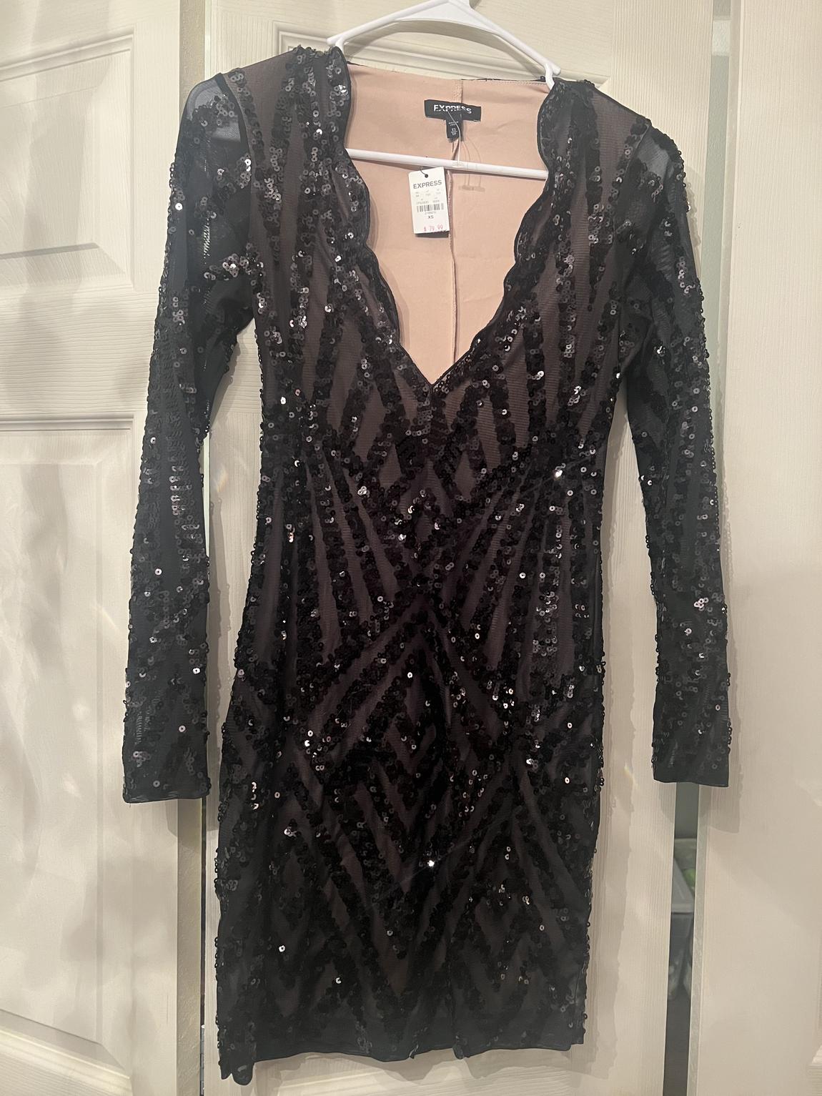 Express Size 2 Sequined Black Cocktail Dress on Queenly