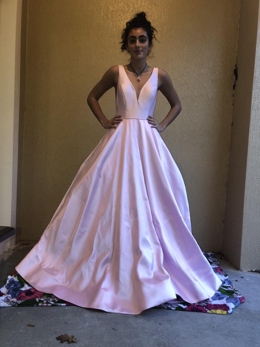 Sherri Hill Size 8 Satin Light Pink Ball Gown on Queenly