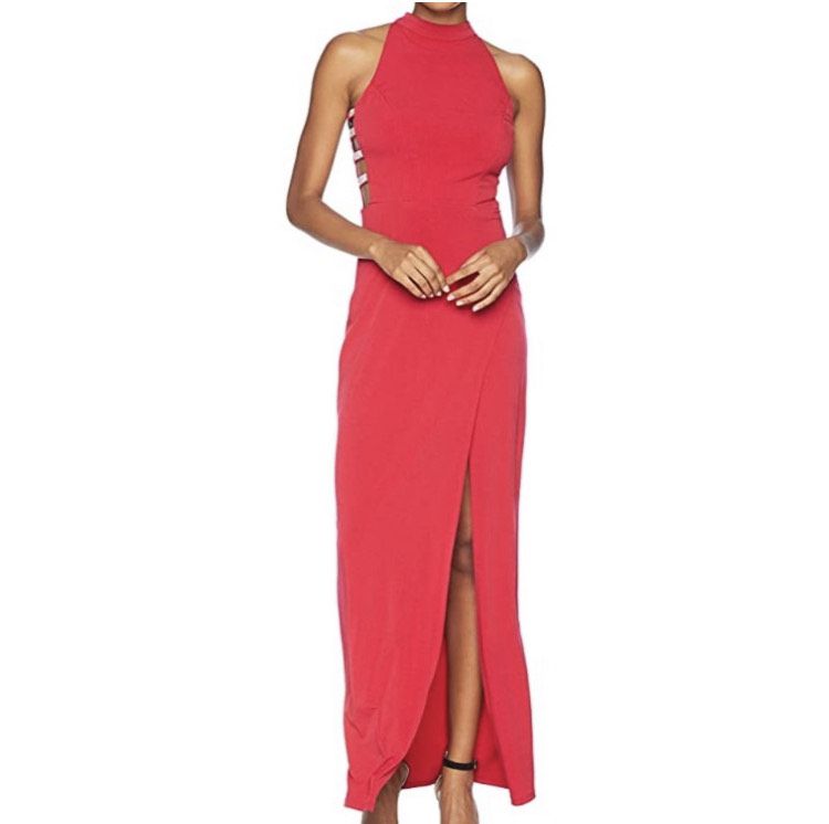 Size 2 Prom High Neck Sequined Red Side Slit Dress on Queenly