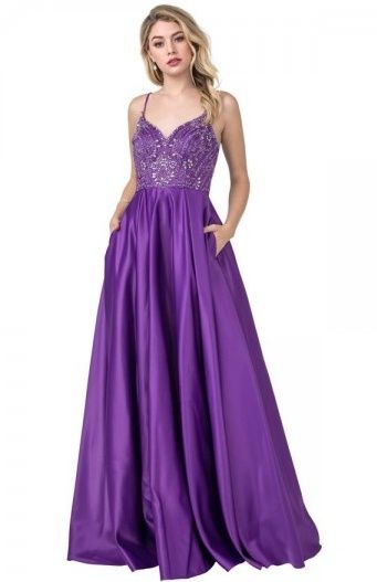 Style Natasha Coya Size 12 Prom Satin Purple A-line Dress on Queenly
