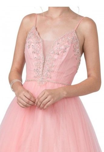 Style Everleigh Coya Size 6 Prom Sequined Light Pink Ball Gown on Queenly