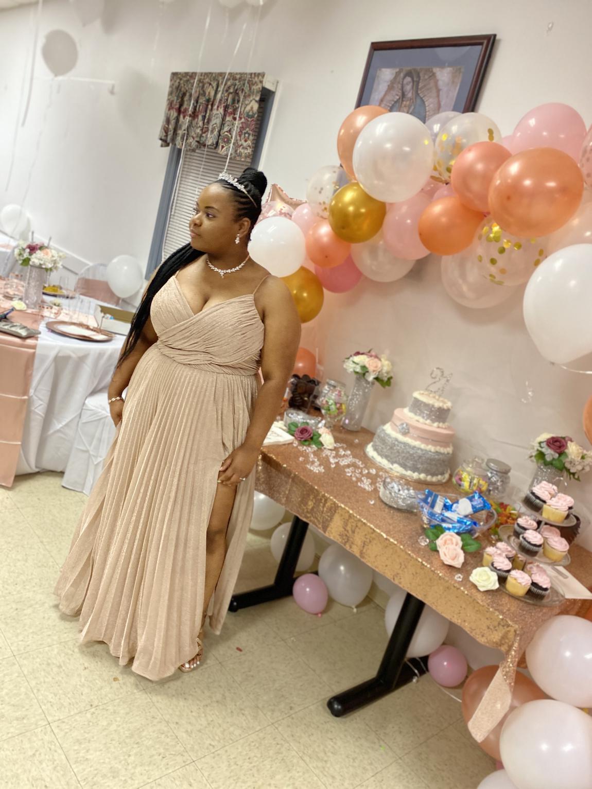 Cinderella Divine Plus Size 18 Pink Side Slit Dress on Queenly