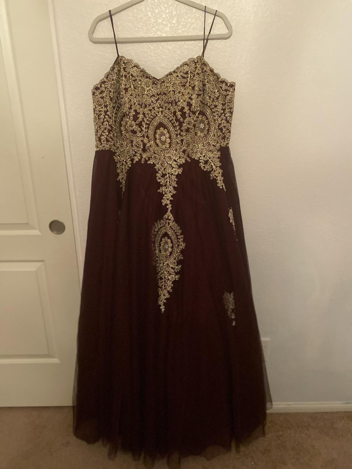 Plus Size 24 Strapless Burgundy Red Ball Gown on Queenly