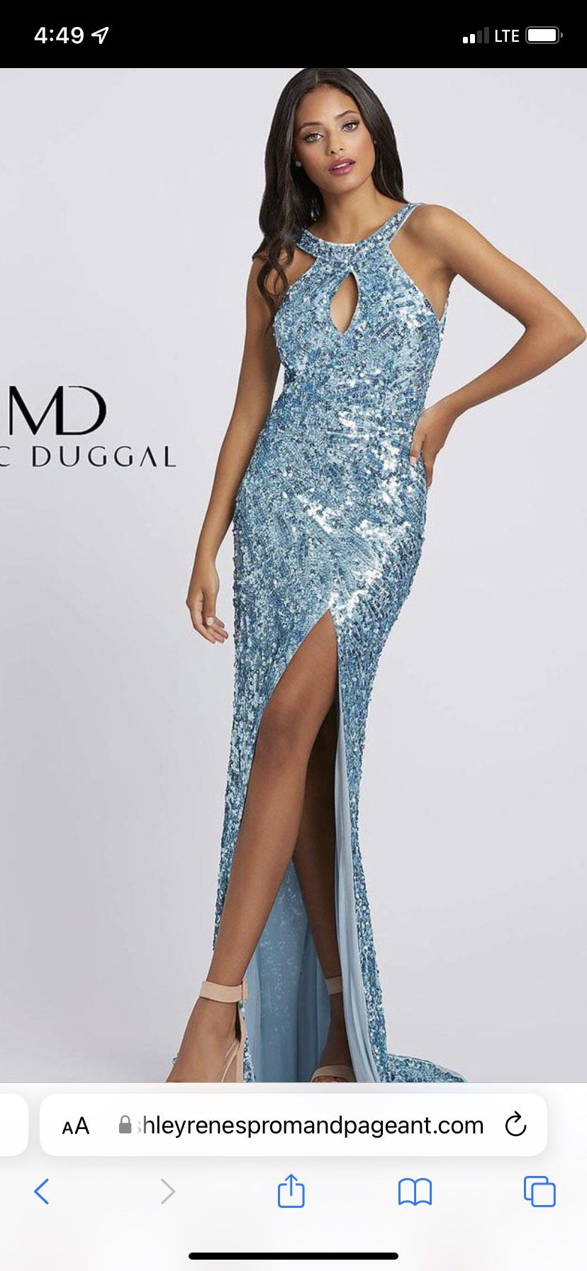 Size 10 Prom High Neck Light Blue Side Slit Dress on Queenly