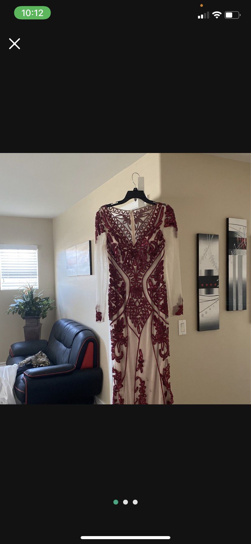 Size 8 Prom Long Sleeve Sheer Burgundy Multicolor Floor Length Maxi on Queenly