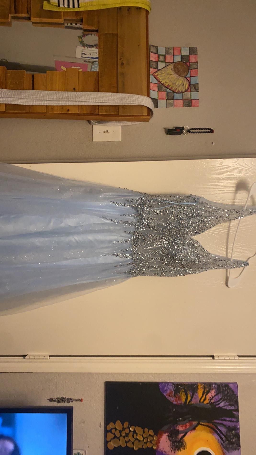 Size 6 Satin Blue Ball Gown on Queenly