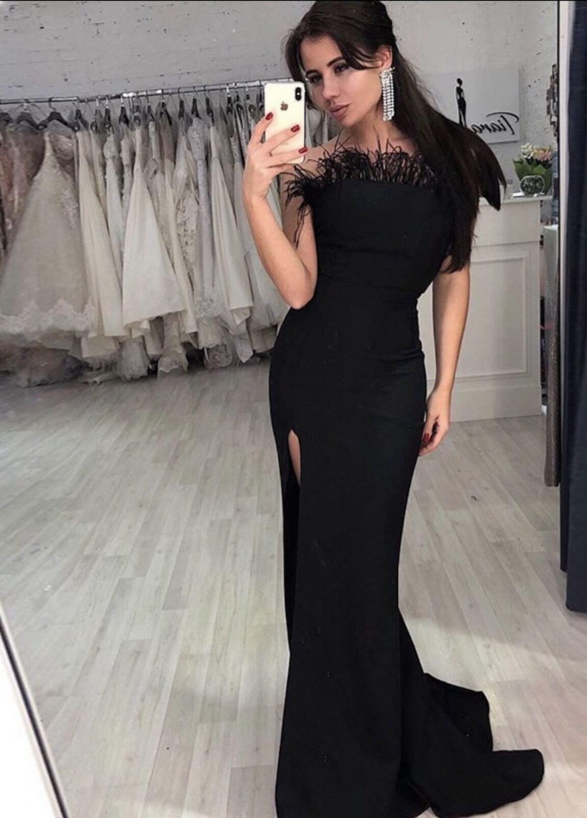 Size 6 Black Side Slit Dress on Queenly
